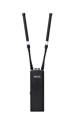 ANYMESH-SOC-M1（1400M/600M-2*2W） 单兵便携式高性能自组网电台（双频MESH手持电台），采用LTE-SOC平台方案，OFDM技术和移动Ad hoc网络技术，OFDM +CA+MIMO，64节点，96Mbps@20MHz，自带智能选频，自动检测干扰信号，实时选择最优频点