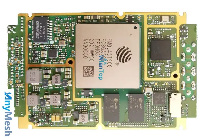 ANYMESH-FPGA-A2G核心主板已实现软硬件国产化率100%，软件采用国产化Free RTOS平台，硬件采用45T900芯片+8660芯片，采用COFDM、MIMO和Ad hoc等新技术开发研制的MIMO mesh国产化组网板卡，具有组网规模大、通信距离远、传输速率稳定、支持频段范围宽、 抗多径干扰能力强、入网/退网快、路由切换速度快、支持高速移动节点、通信安全保密等优良特性。已在国产化军用项目中正式使用。具有小型化、低功耗等特点，最大支持20MHz载波带宽，峰值速率100Mbps。